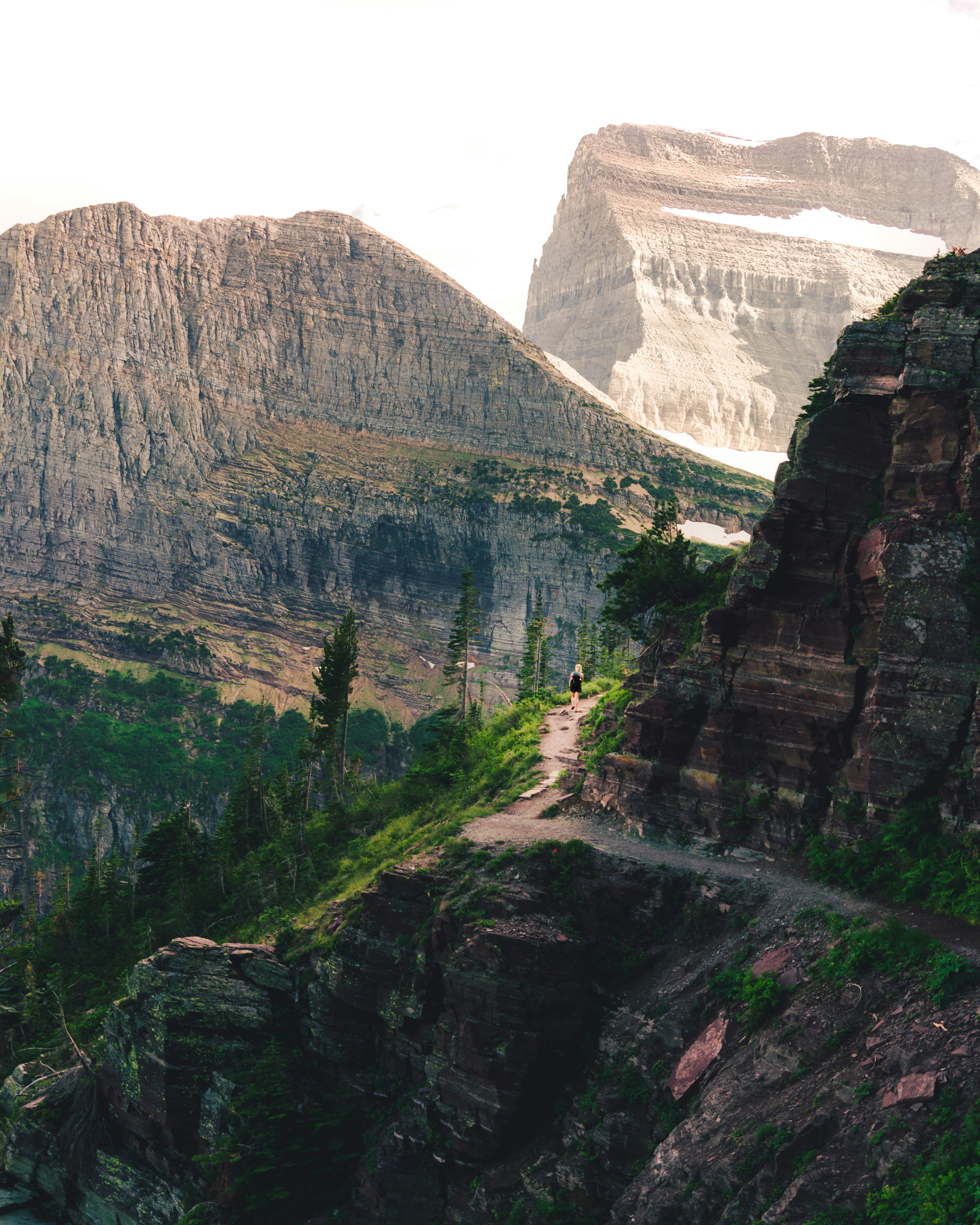 pathway on brown cliff